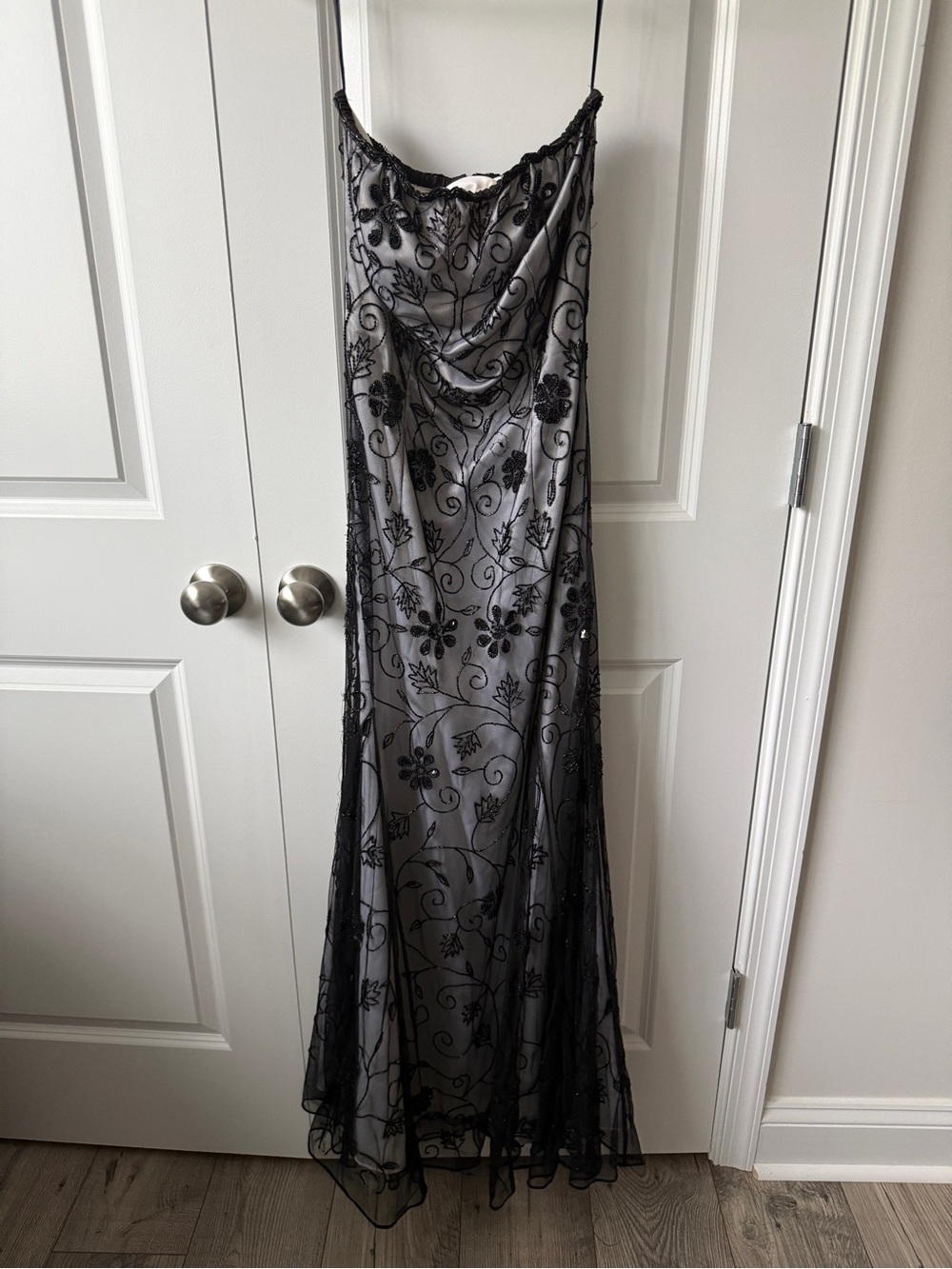 Cache Black Floral Embroidered Maxi Slip Dress